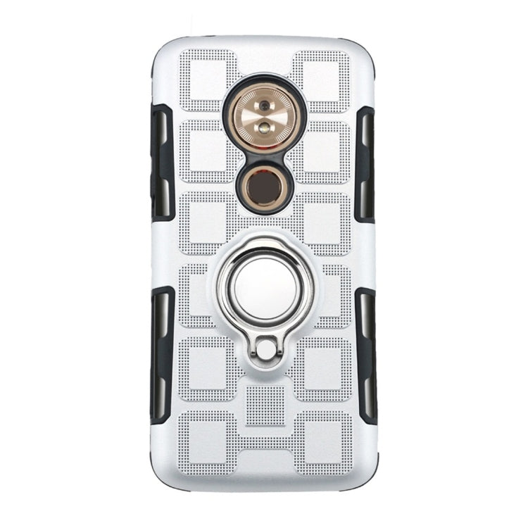 For Motorola Moto G6 Play / Moto E5 2 In 1 Cube PC + TPU Protective Case with 360 Degrees Rotate Silver Ring Holder