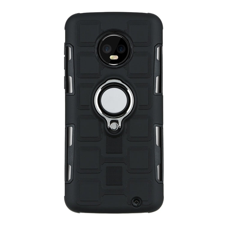 For Motorola Moto G6 Plus 2 In 1 Cube PC + TPU Protective Case with 360 Degrees Rotate Silver Ring Holder