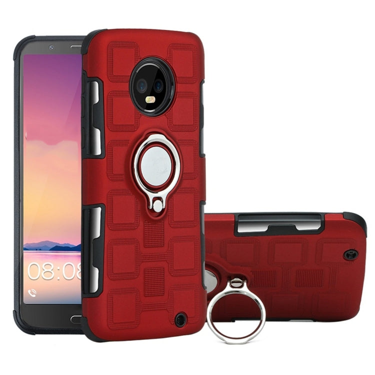 For Motorola Moto G6 Plus 2 In 1 Cube PC + TPU Protective Case with 360 Degrees Rotate Silver Ring Holder