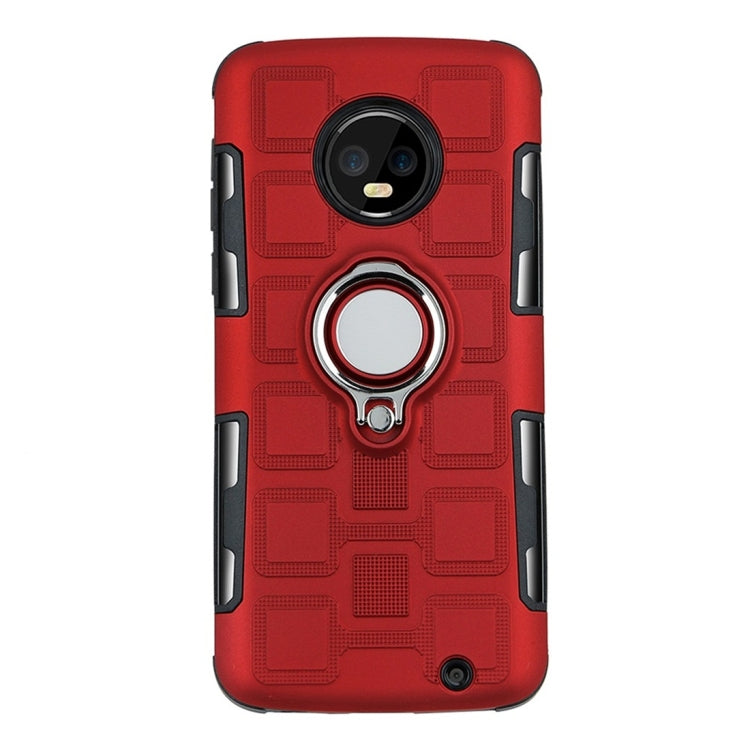 For Motorola Moto G6 Plus 2 In 1 Cube PC + TPU Protective Case with 360 Degrees Rotate Silver Ring Holder