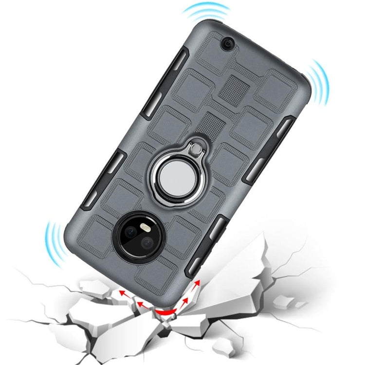 For Motorola Moto G6 Plus 2 In 1 Cube PC + TPU Protective Case with 360 Degrees Rotate Silver Ring Holder