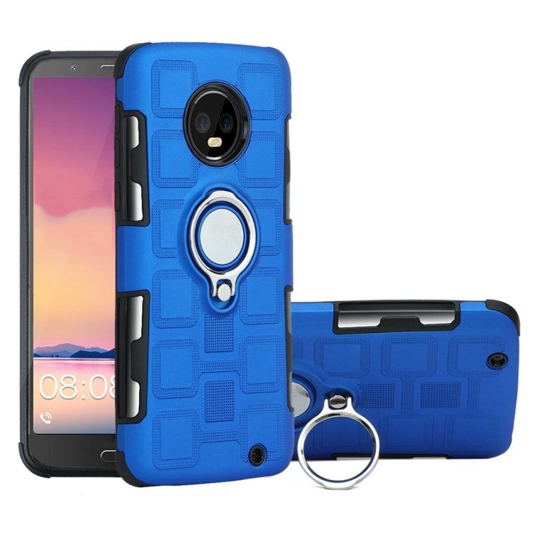 For Motorola Moto G6 Plus 2 In 1 Cube PC + TPU Protective Case with 360 Degrees Rotate Silver Ring Holder