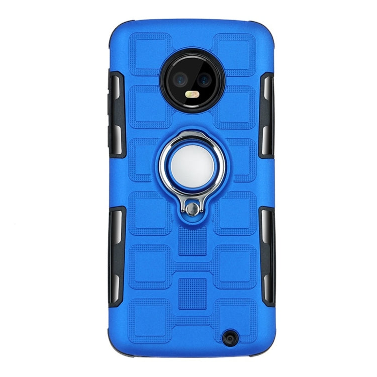 For Motorola Moto G6 Plus 2 In 1 Cube PC + TPU Protective Case with 360 Degrees Rotate Silver Ring Holder