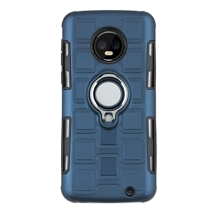 For Motorola Moto G6 Plus 2 In 1 Cube PC + TPU Protective Case with 360 Degrees Rotate Silver Ring Holder