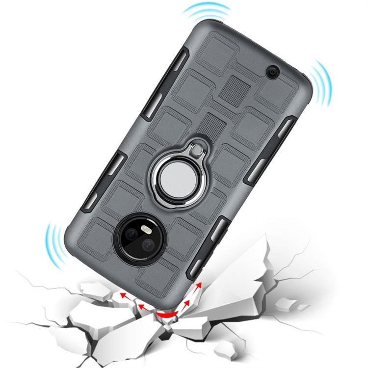 For Motorola Moto G6 EU / US Version 2 In 1 Cube PC + TPU Protective Case with 360 Degrees Rotate Silver Ring Holder