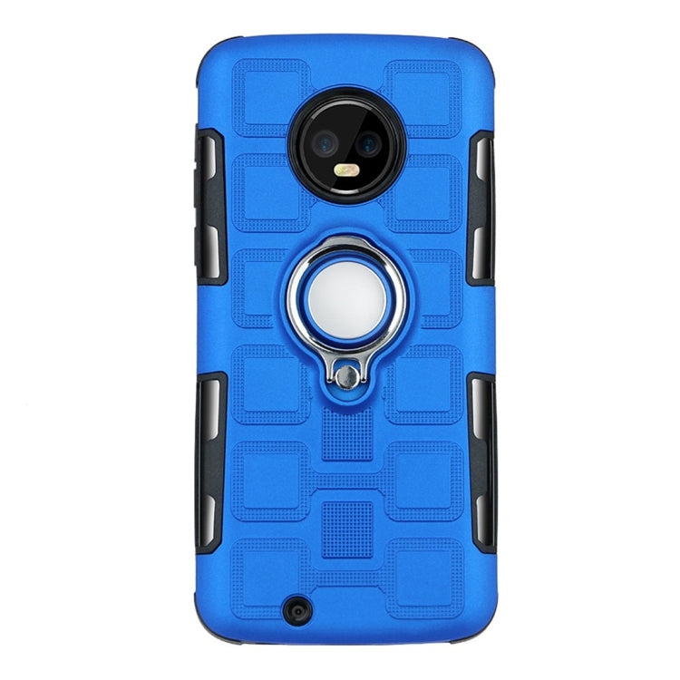 For Motorola Moto G6 EU / US Version 2 In 1 Cube PC + TPU Protective Case with 360 Degrees Rotate Silver Ring Holder