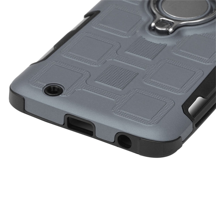 For Motorola Moto G6 EU / US Version 2 In 1 Cube PC + TPU Protective Case with 360 Degrees Rotate Silver Ring Holder