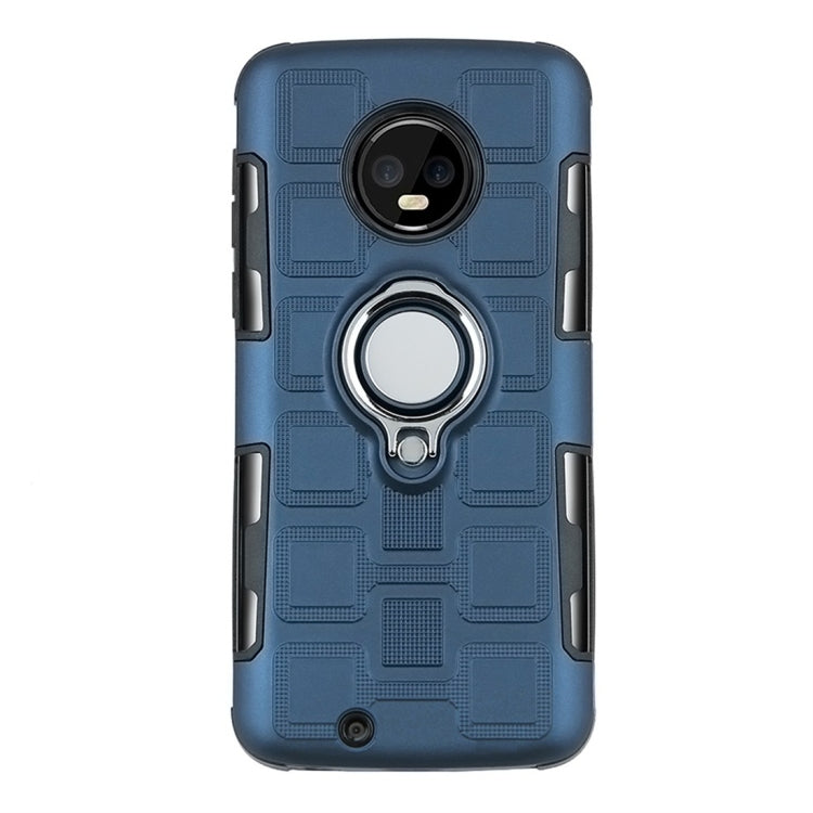 For Motorola Moto G6 EU / US Version 2 In 1 Cube PC + TPU Protective Case with 360 Degrees Rotate Silver Ring Holder