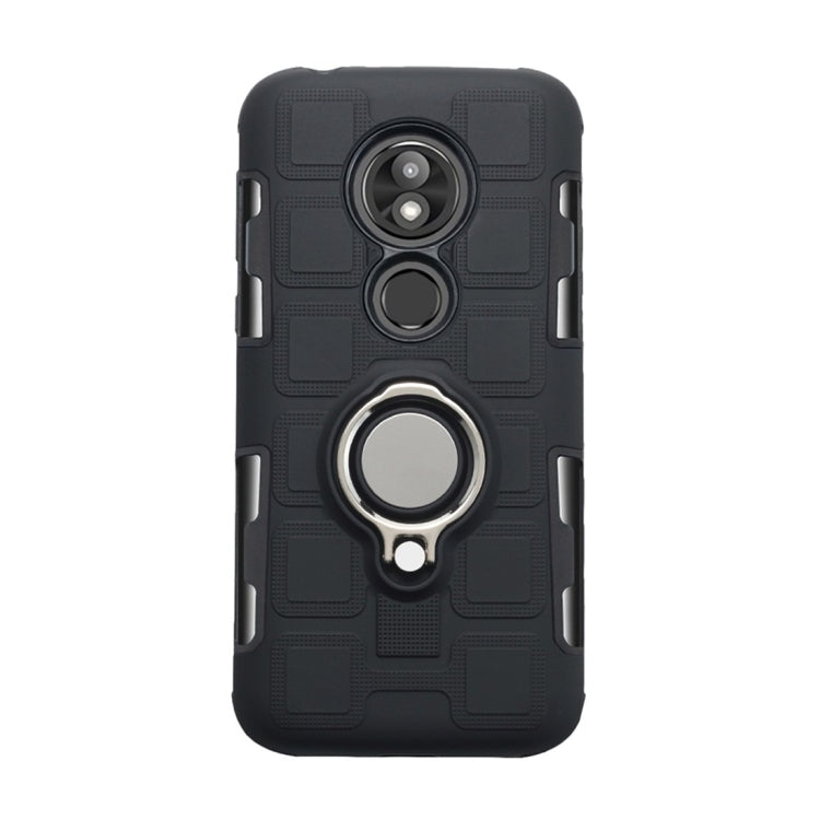For Motorola Moto G7 Play 2 In 1 Cube PC + TPU Protective Case with 360 Degrees Rotate Silver Ring Holder