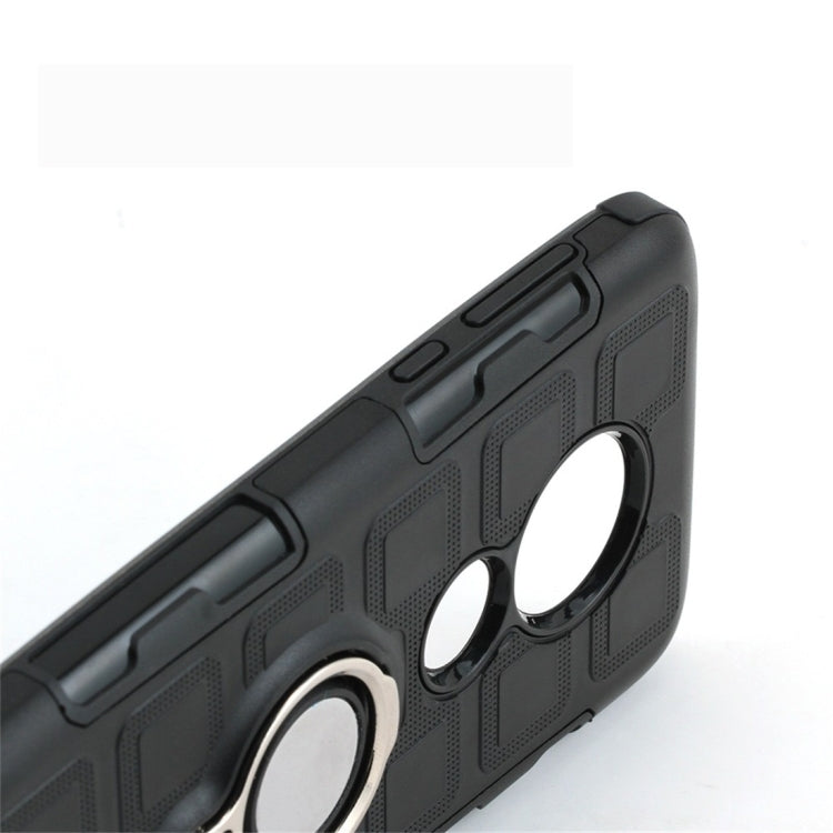 For Motorola Moto G7 Play 2 In 1 Cube PC + TPU Protective Case with 360 Degrees Rotate Silver Ring Holder