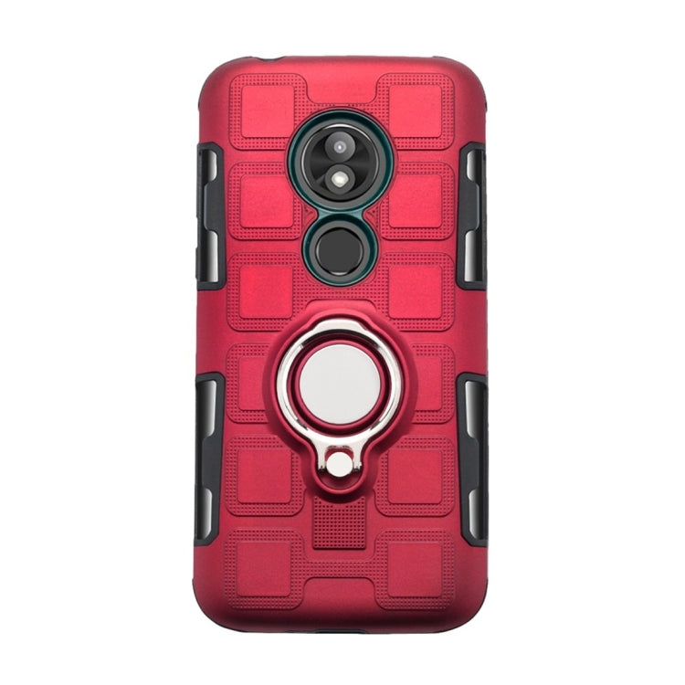 For Motorola Moto G7 Play 2 In 1 Cube PC + TPU Protective Case with 360 Degrees Rotate Silver Ring Holder