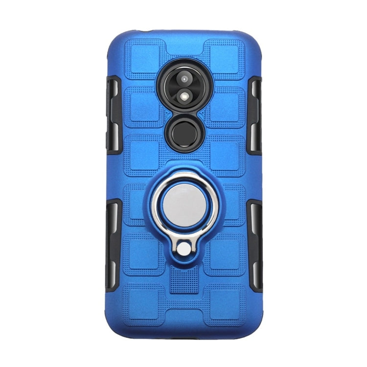 For Motorola Moto G7 Play 2 In 1 Cube PC + TPU Protective Case with 360 Degrees Rotate Silver Ring Holder