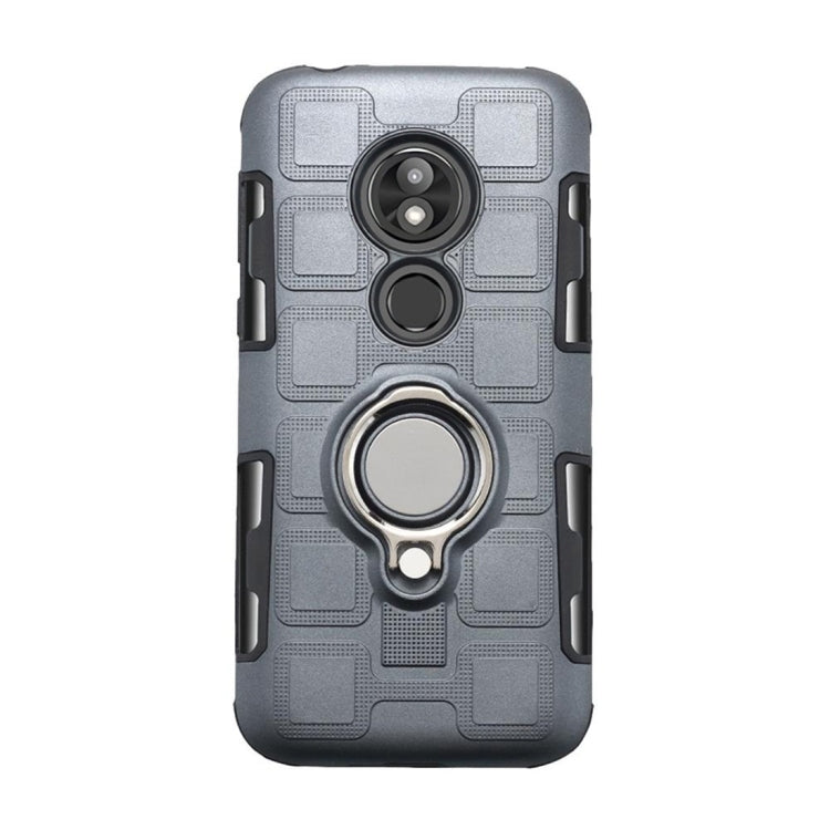For Motorola Moto G7 Play 2 In 1 Cube PC + TPU Protective Case with 360 Degrees Rotate Silver Ring Holder