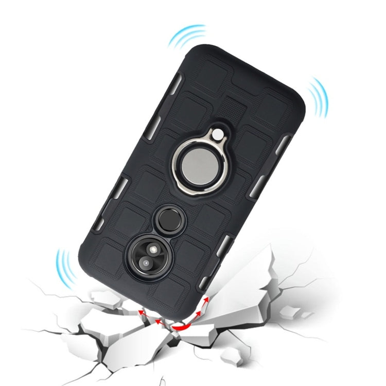 For Motorola Moto G7 Play 2 In 1 Cube PC + TPU Protective Case with 360 Degrees Rotate Silver Ring Holder