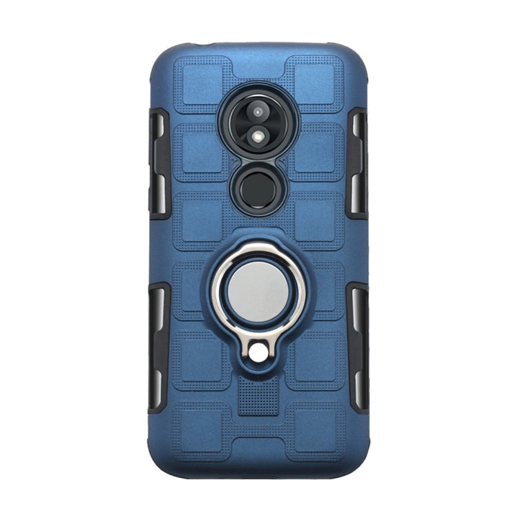 For Motorola Moto G7 Play 2 In 1 Cube PC + TPU Protective Case with 360 Degrees Rotate Silver Ring Holder