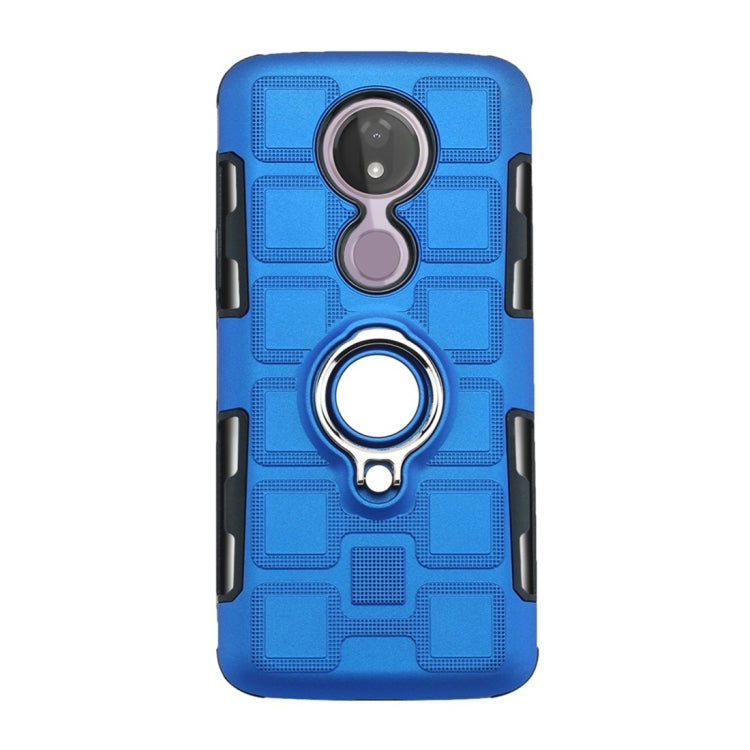 For Motorola Moto G7 Power EU Version 2 In 1 Cube PC + TPU Protective Case with 360 Degrees Rotate Silver Ring Holder