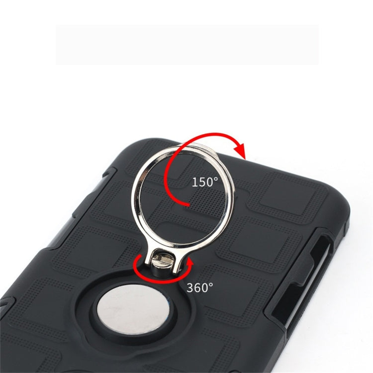 For Motorola Moto G7 Power EU Version 2 In 1 Cube PC + TPU Protective Case with 360 Degrees Rotate Silver Ring Holder