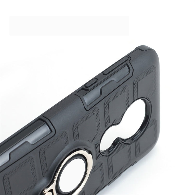For Motorola Moto G7 Power EU Version 2 In 1 Cube PC + TPU Protective Case with 360 Degrees Rotate Silver Ring Holder
