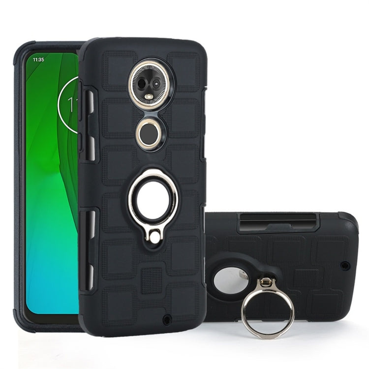 For Motorola Moto G7 2 In 1 Cube PC + TPU Protective Case with 360 Degrees Rotate Silver Ring Holder