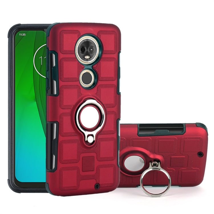 For Motorola Moto G7 2 In 1 Cube PC + TPU Protective Case with 360 Degrees Rotate Silver Ring Holder