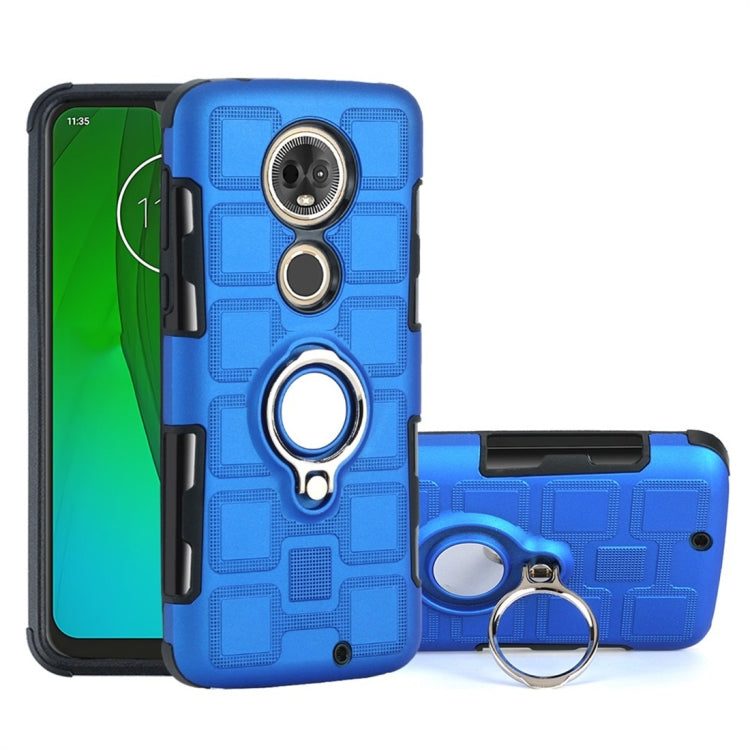 For Motorola Moto G7 2 In 1 Cube PC + TPU Protective Case with 360 Degrees Rotate Silver Ring Holder