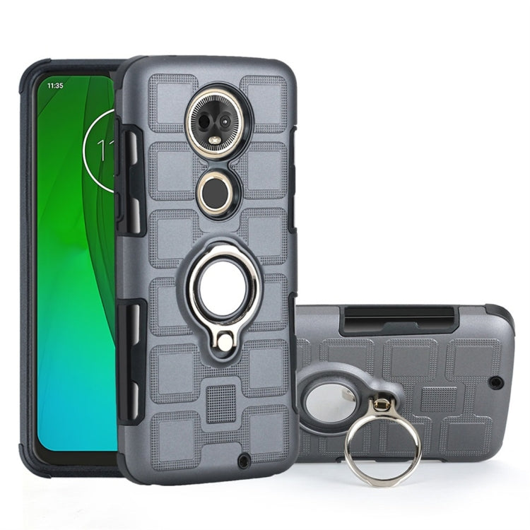 For Motorola Moto G7 2 In 1 Cube PC + TPU Protective Case with 360 Degrees Rotate Silver Ring Holder
