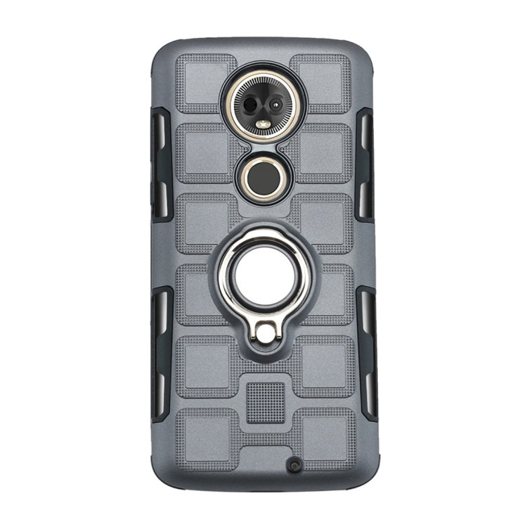 For Motorola Moto G7 2 In 1 Cube PC + TPU Protective Case with 360 Degrees Rotate Silver Ring Holder