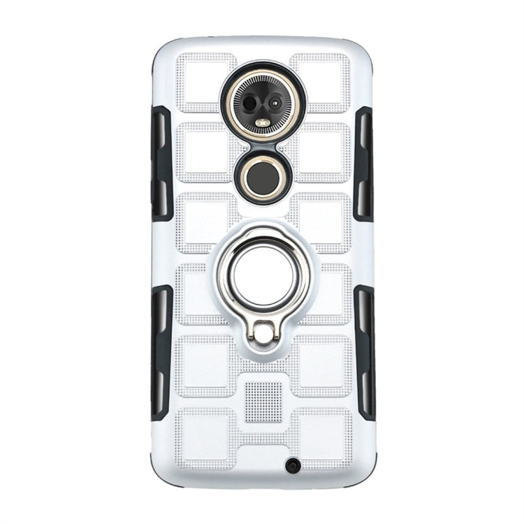 For Motorola Moto G7 2 In 1 Cube PC + TPU Protective Case with 360 Degrees Rotate Silver Ring Holder