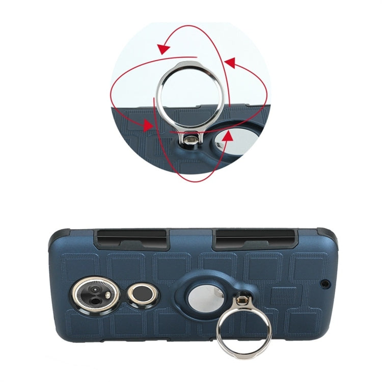 For Motorola Moto G7 2 In 1 Cube PC + TPU Protective Case with 360 Degrees Rotate Silver Ring Holder