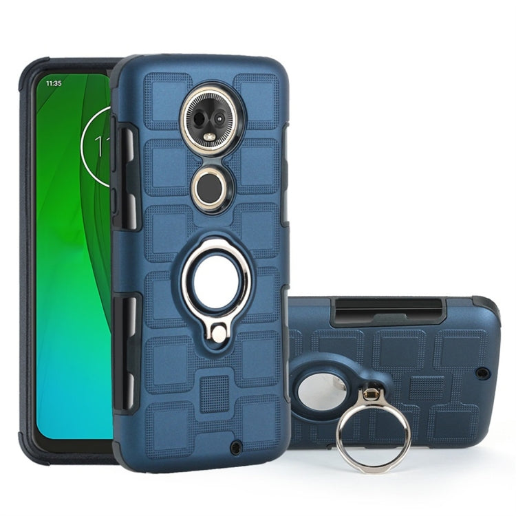 For Motorola Moto G7 2 In 1 Cube PC + TPU Protective Case with 360 Degrees Rotate Silver Ring Holder