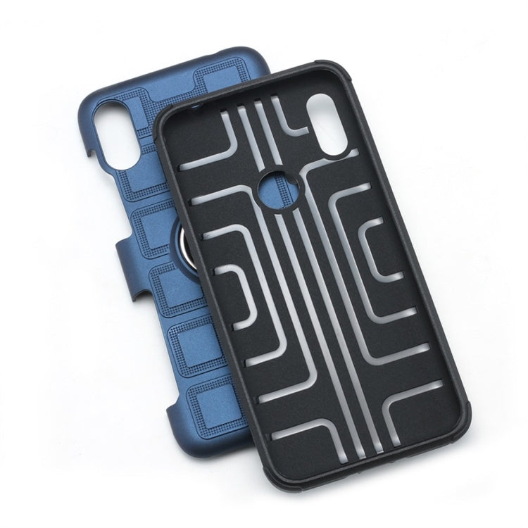 For Motorola One Power (P30 Note) 2 In 1 Cube PC + TPU Protective Case with 360 Degrees Rotate Silver Ring Holder