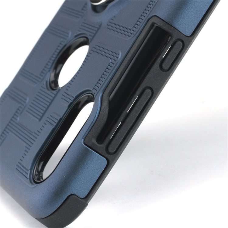 For Motorola One Power (P30 Note) 2 In 1 Cube PC + TPU Protective Case with 360 Degrees Rotate Silver Ring Holder