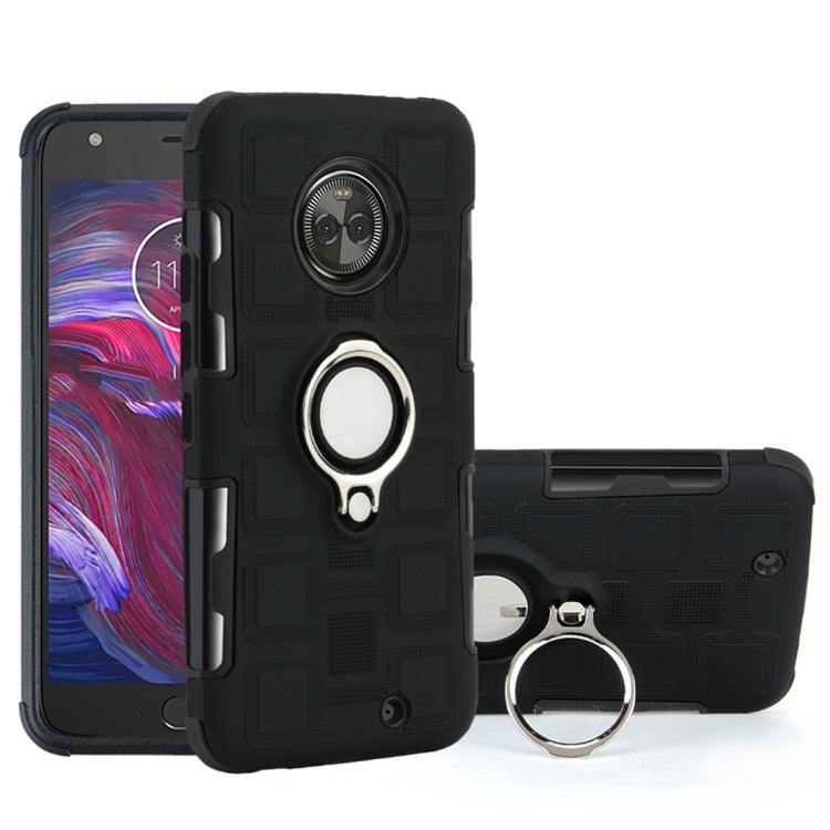 For Motorola Moto X4 2017 2 In 1 Cube PC + TPU Protective Case with 360 Degrees Rotate Silver Ring Holder