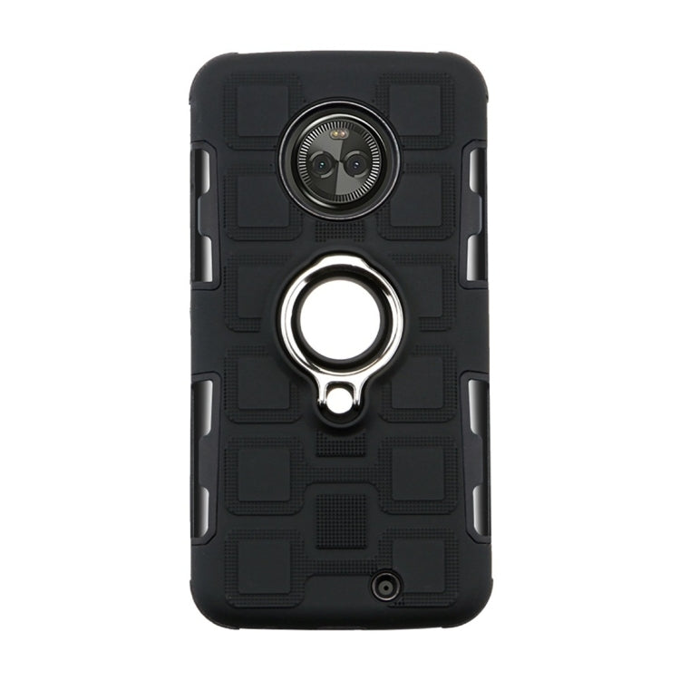 For Motorola Moto X4 2017 2 In 1 Cube PC + TPU Protective Case with 360 Degrees Rotate Silver Ring Holder