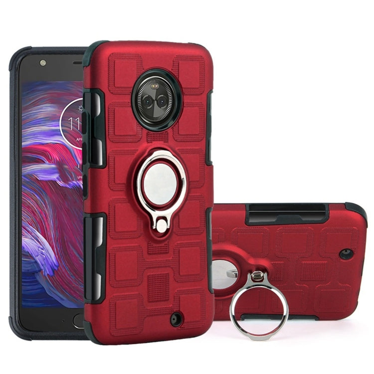 For Motorola Moto X4 2017 2 In 1 Cube PC + TPU Protective Case with 360 Degrees Rotate Silver Ring Holder