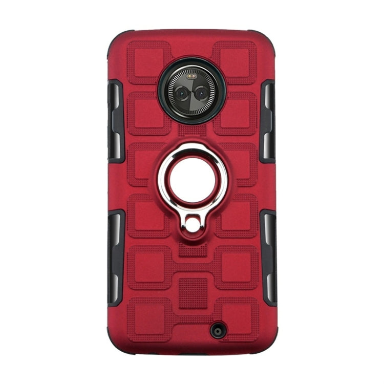 For Motorola Moto X4 2017 2 In 1 Cube PC + TPU Protective Case with 360 Degrees Rotate Silver Ring Holder
