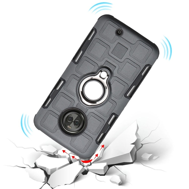 For Motorola Moto X4 2017 2 In 1 Cube PC + TPU Protective Case with 360 Degrees Rotate Silver Ring Holder