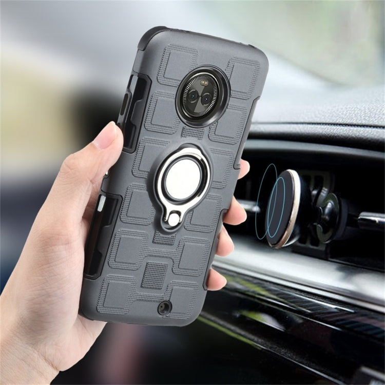 For Motorola Moto X4 2017 2 In 1 Cube PC + TPU Protective Case with 360 Degrees Rotate Silver Ring Holder