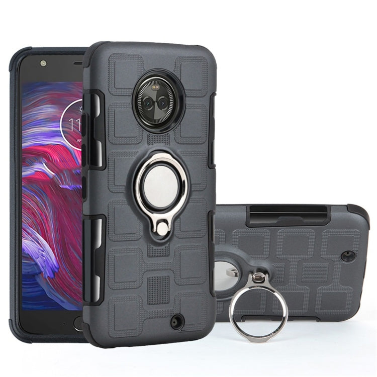For Motorola Moto X4 2017 2 In 1 Cube PC + TPU Protective Case with 360 Degrees Rotate Silver Ring Holder