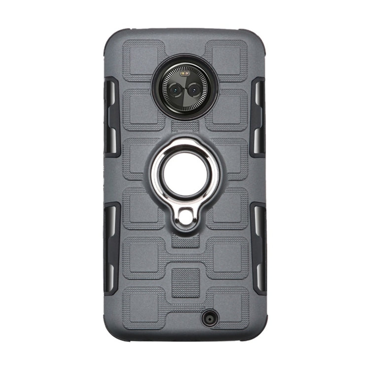 For Motorola Moto X4 2017 2 In 1 Cube PC + TPU Protective Case with 360 Degrees Rotate Silver Ring Holder