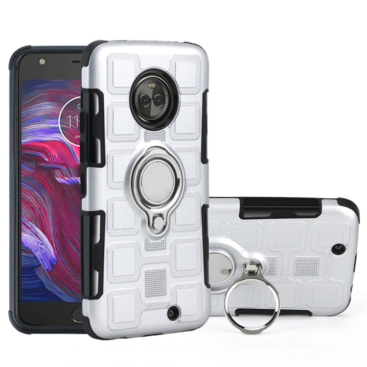 For Motorola Moto X4 2017 2 In 1 Cube PC + TPU Protective Case with 360 Degrees Rotate Silver Ring Holder