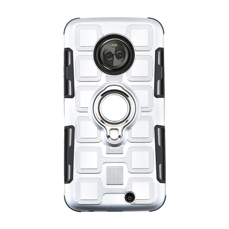 For Motorola Moto X4 2017 2 In 1 Cube PC + TPU Protective Case with 360 Degrees Rotate Silver Ring Holder