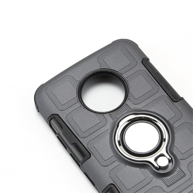 For Motorola Moto X4 2017 2 In 1 Cube PC + TPU Protective Case with 360 Degrees Rotate Silver Ring Holder