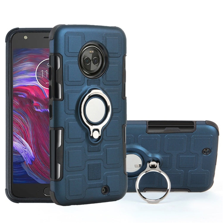 For Motorola Moto X4 2017 2 In 1 Cube PC + TPU Protective Case with 360 Degrees Rotate Silver Ring Holder