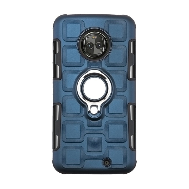 For Motorola Moto X4 2017 2 In 1 Cube PC + TPU Protective Case with 360 Degrees Rotate Silver Ring Holder