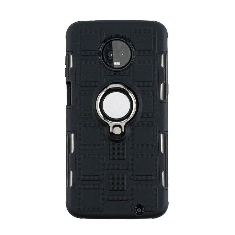 For Motorola Moto Z3 Play 2 In 1 Cube PC + TPU Protective Case with 360 Degrees Rotate Silver Ring Holder