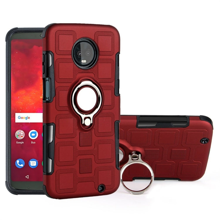 For Motorola Moto Z3 Play 2 In 1 Cube PC + TPU Protective Case with 360 Degrees Rotate Silver Ring Holder