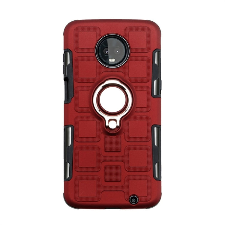 For Motorola Moto Z3 Play 2 In 1 Cube PC + TPU Protective Case with 360 Degrees Rotate Silver Ring Holder