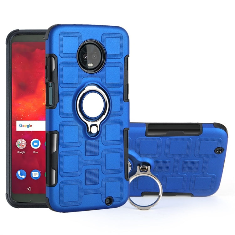 For Motorola Moto Z3 Play 2 In 1 Cube PC + TPU Protective Case with 360 Degrees Rotate Silver Ring Holder