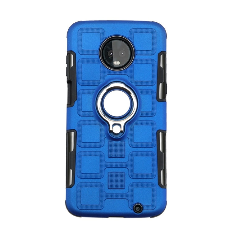 For Motorola Moto Z3 Play 2 In 1 Cube PC + TPU Protective Case with 360 Degrees Rotate Silver Ring Holder